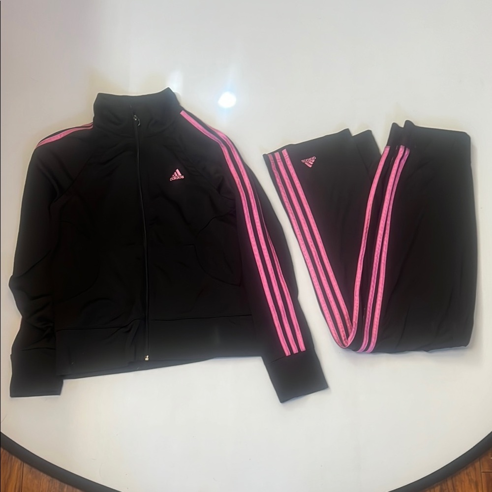 Adidas Black Tracksuit Set with Pink Accents